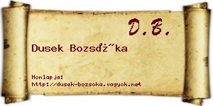 Dusek Bozsóka névjegykártya